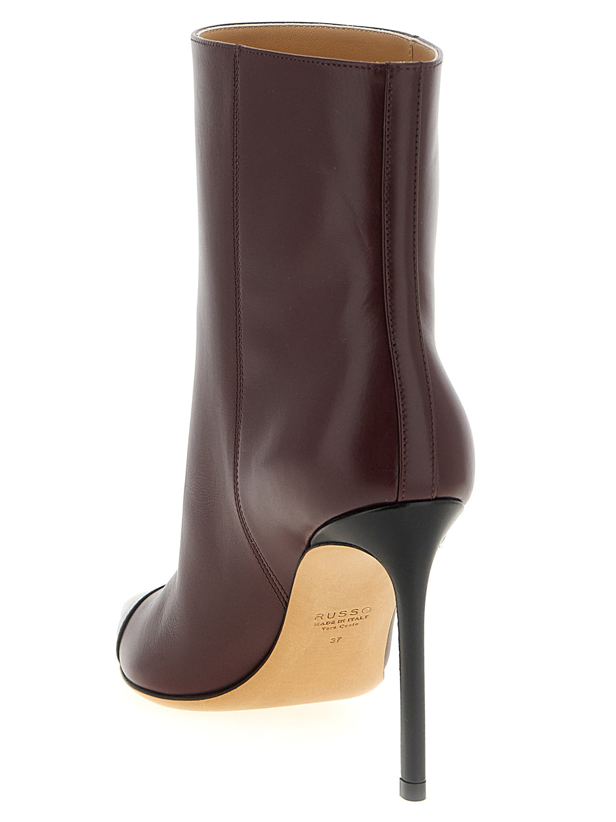 Bottines Francesco Russo en cuir de chèvre bordeaux