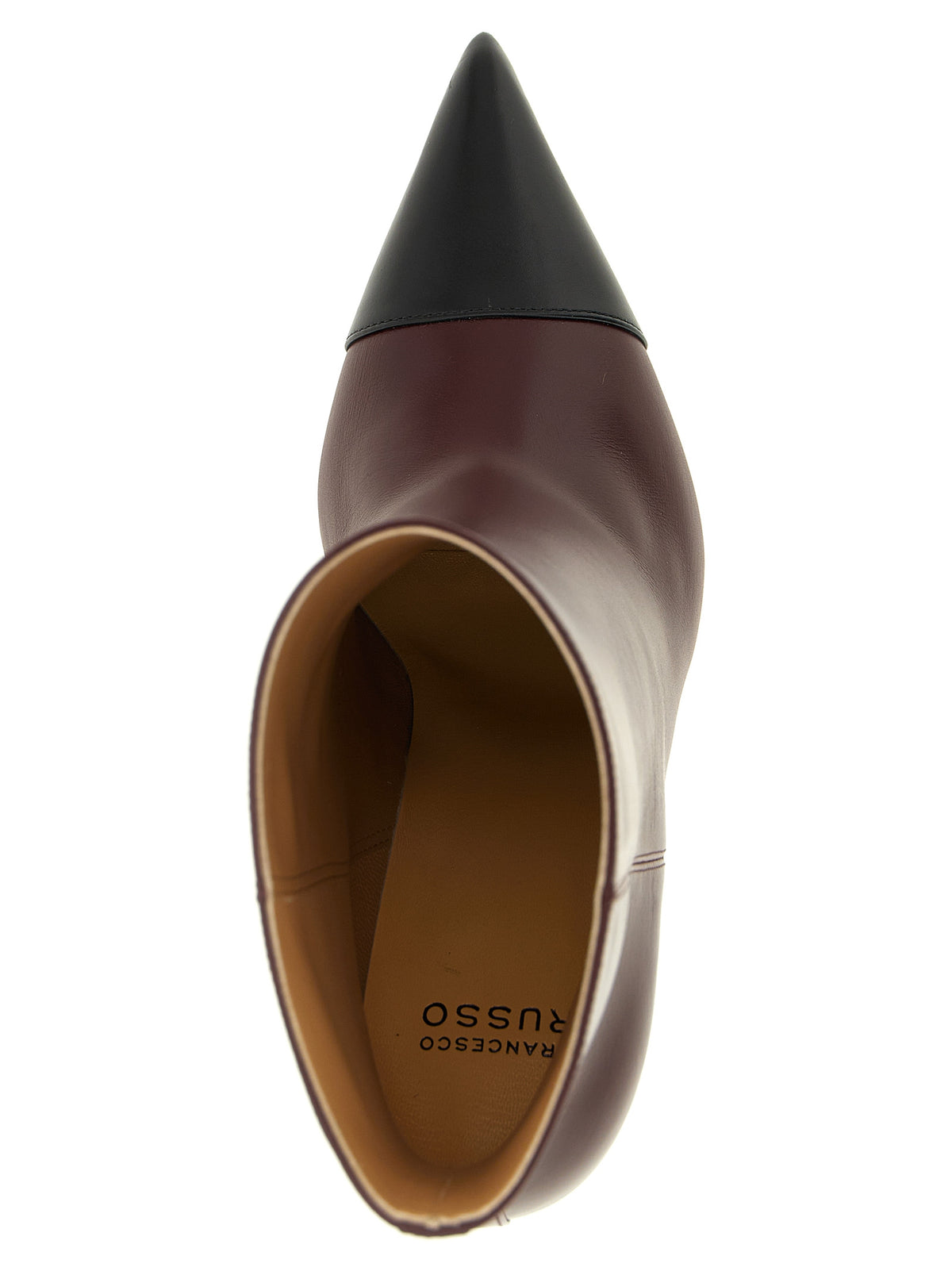 Bottines Francesco Russo en cuir de chèvre bordeaux