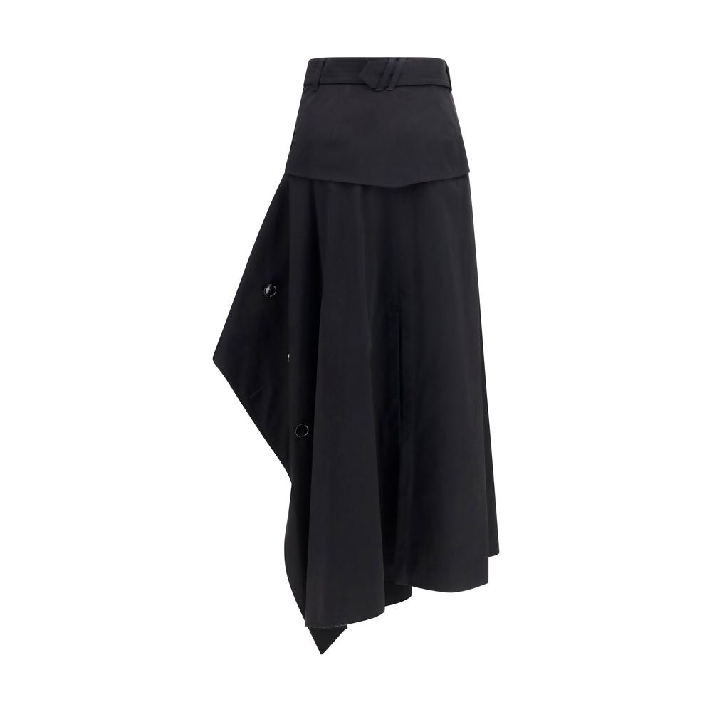 Jupe longue en coton noir Burberry