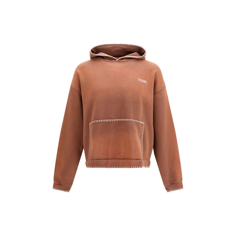 FOUND Brown Cotton Sweatshirt with Stitch Details