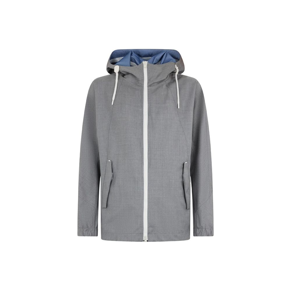 Herno Gray Virgin Wool Shell Jacket for Men