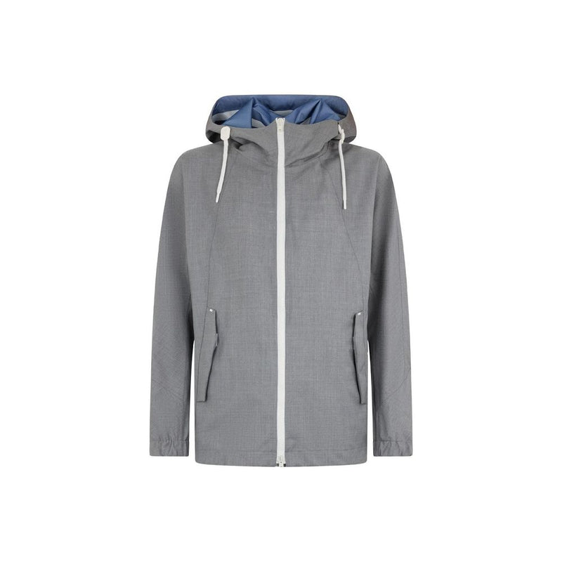 Herno Gray Virgin Wool Shell Jacket for Men