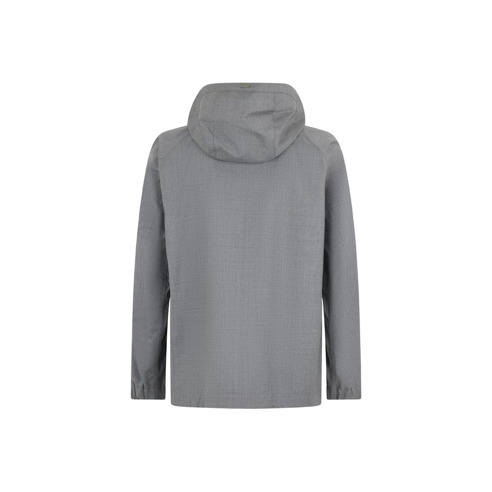 Herno Gray Virgin Wool Shell Jacket for Men