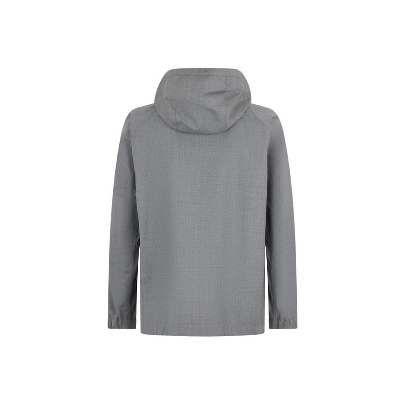 Herno Gray Virgin Wool Shell Jacket for Men