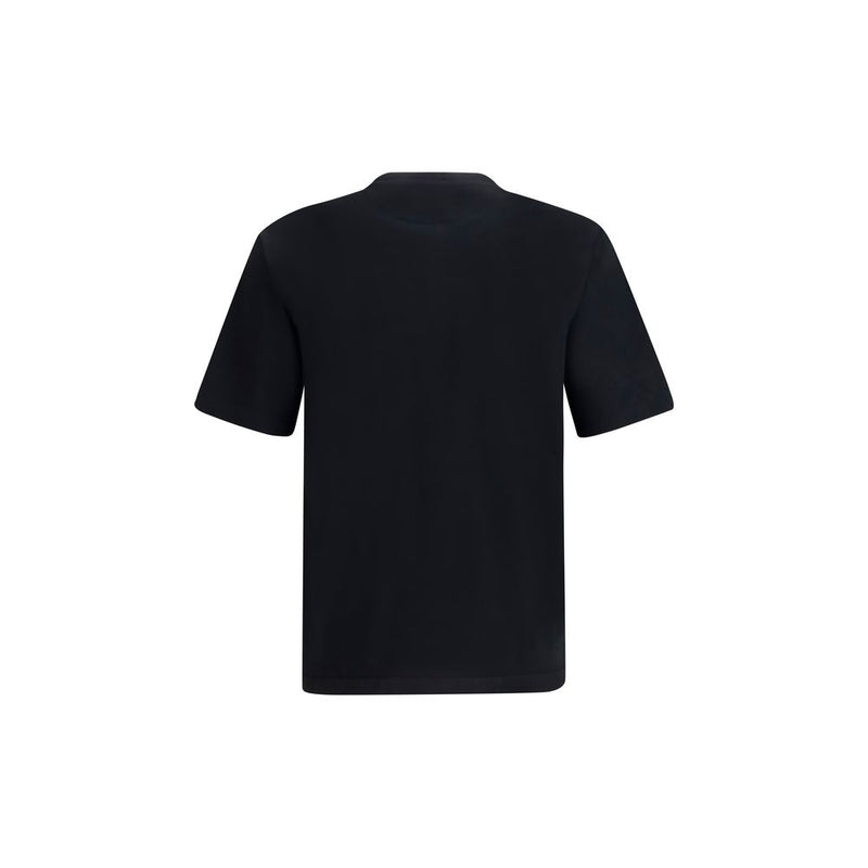 Prada Black Cotton T-Shirt with Logo and Zip Pocket