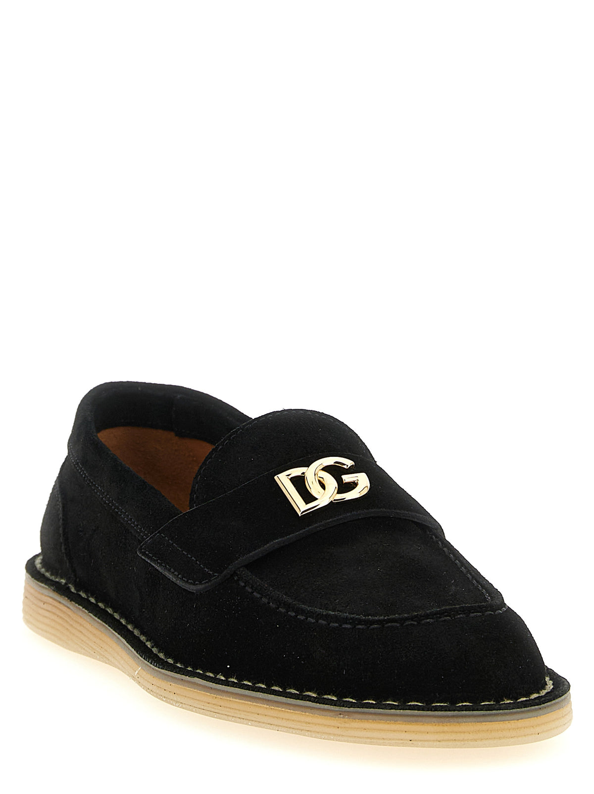 Dolce & Gabbana Black Calfskin Slip-On Loafers for Women