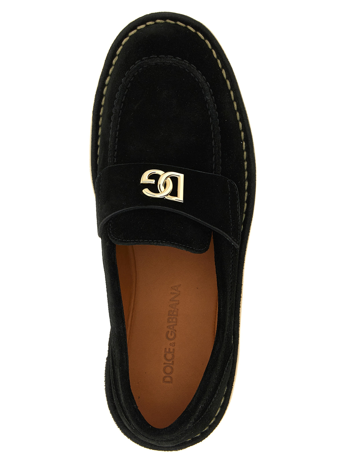 Dolce & Gabbana Black Calfskin Slip-On Loafers for Women