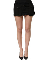 Dolce & Gabbana Black Cotton Mid Waist A-line Mini Skirt