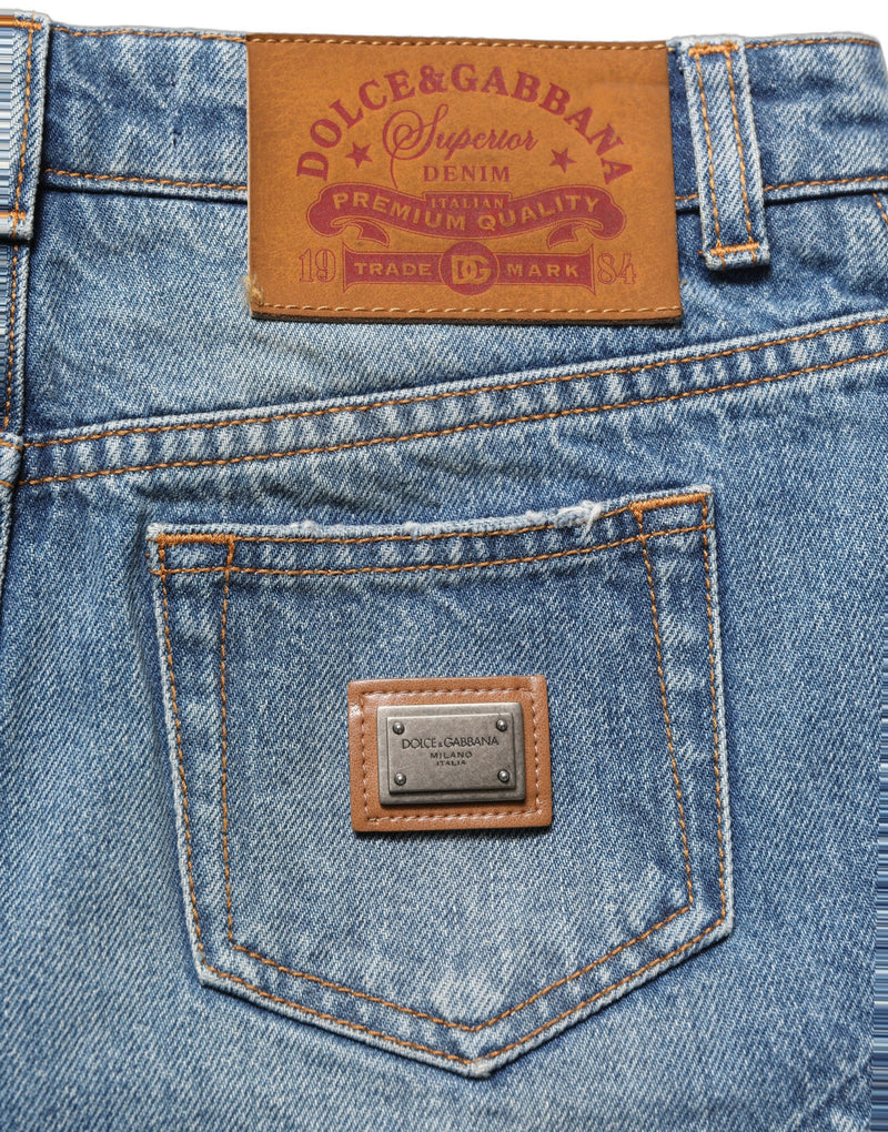 Shorts taille haute en jean de coton bleu Dolce & Gabbana