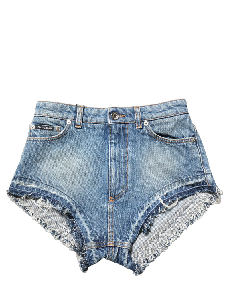 Shorts taille haute en jean de coton bleu Dolce & Gabbana
