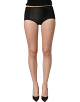 Dolce & Gabbana Black Low Waist Satin Culotte Hotpants Shorts