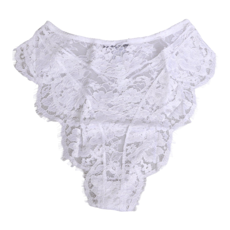 Dolce & Gabbana White Floral Lace Low Rise Panty Underwear