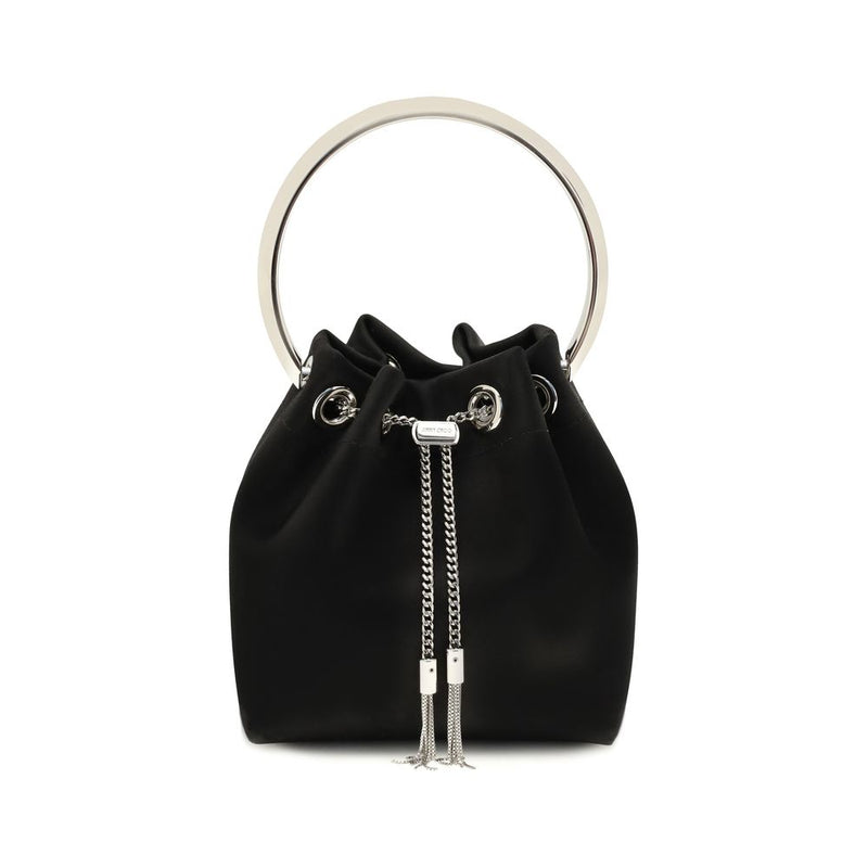 Jimmy Choo Bon Bon Black Silk Bucket Bag - Élégance et Luxe