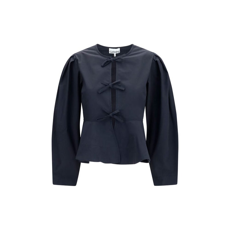 Ganni Black Cotton Blouse