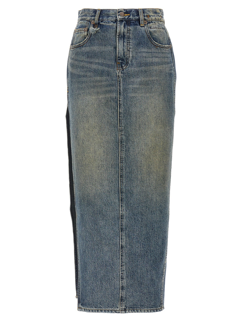 R13 Blue Cotton Mini Skirt