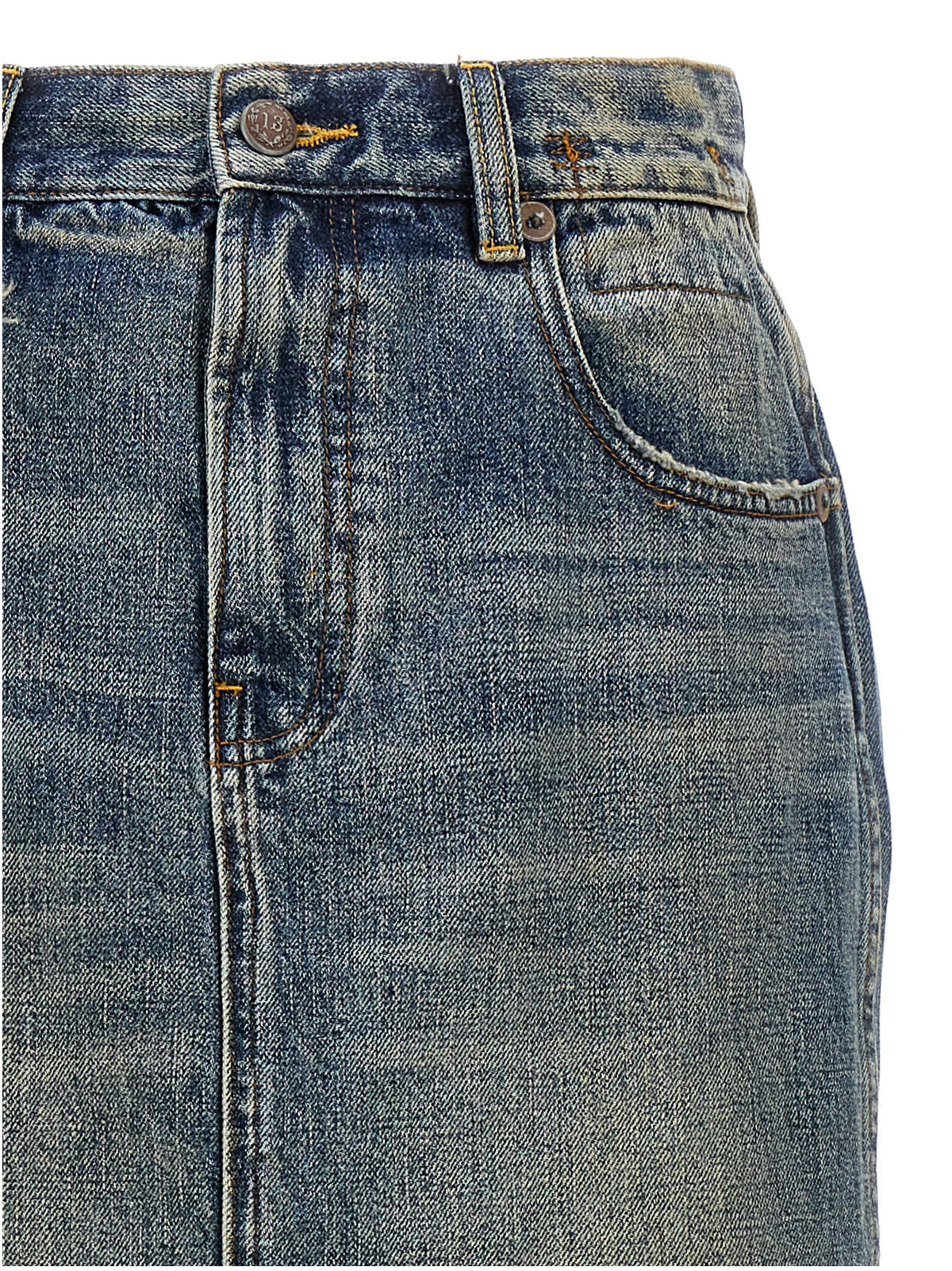 Mini-jupe R13 en jean de coton bleu