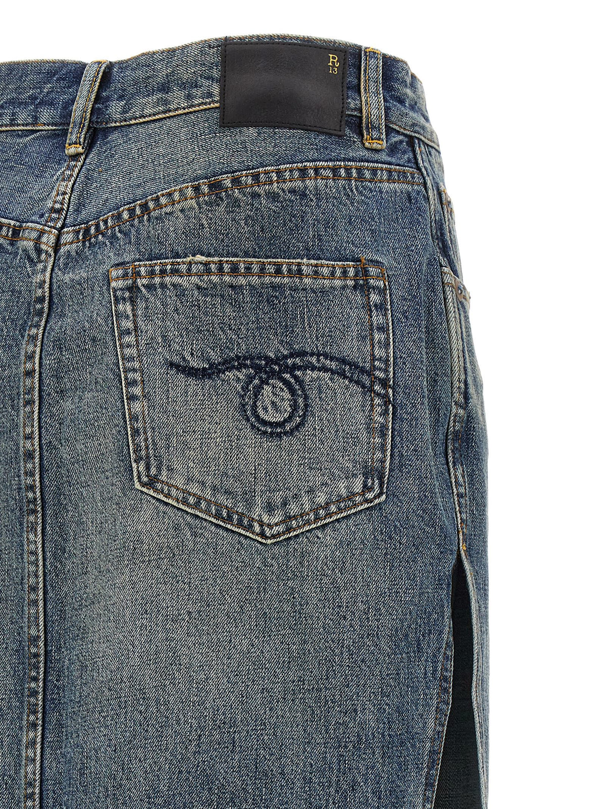 Mini-jupe R13 en jean de coton bleu