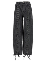 ROTATE BIRGER CHRISTENSEN Black Cotton Straight-Leg Jeans
