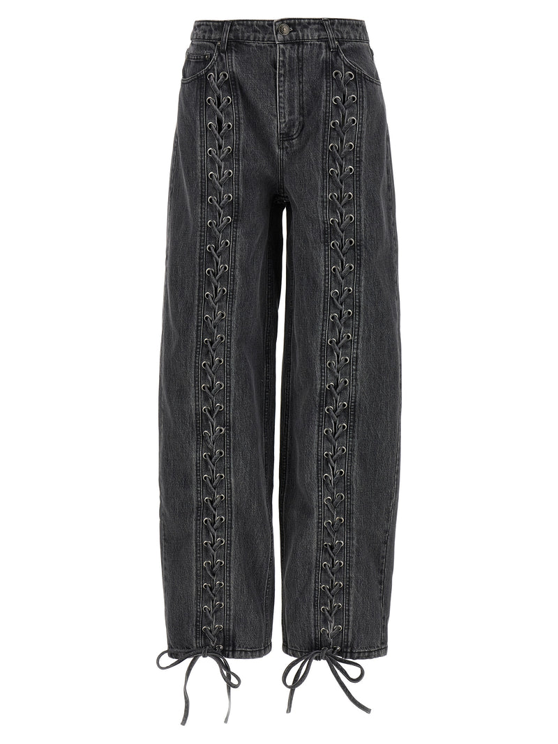 ROTATE BIRGER CHRISTENSEN Black Cotton Straight-Leg Jeans