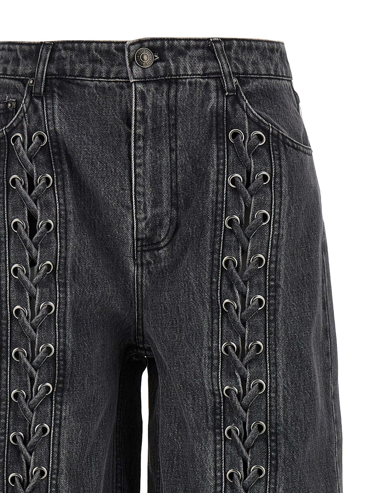 ROTATE BIRGER CHRISTENSEN Black Cotton Straight-Leg Jeans