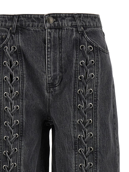 ROTATE BIRGER CHRISTENSEN Black Cotton Straight-Leg Jeans