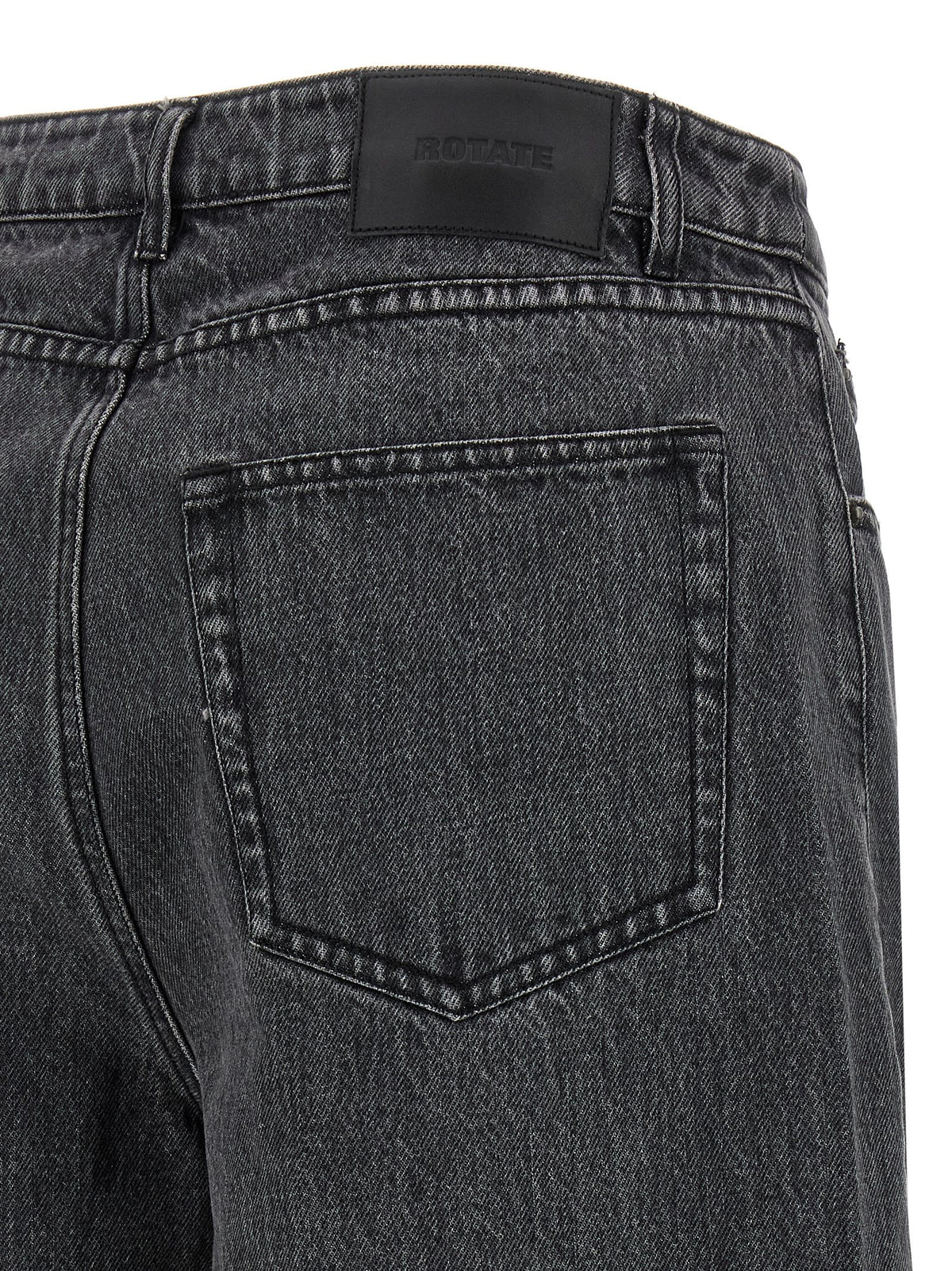 ROTATE BIRGER CHRISTENSEN Black Cotton Straight-Leg Jeans