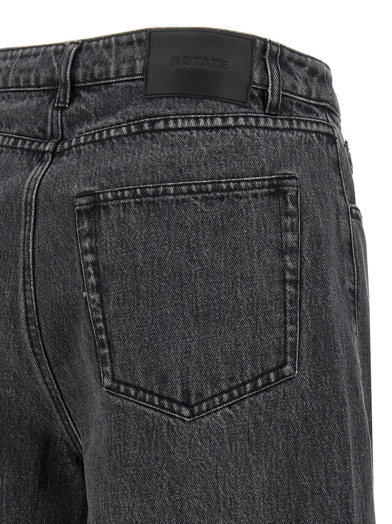 ROTATE BIRGER CHRISTENSEN Black Cotton Straight-Leg Jeans