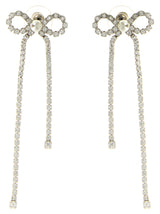 Boucles d'oreilles en cuivre argenté Self-Portrait Crystal Droplet Bow