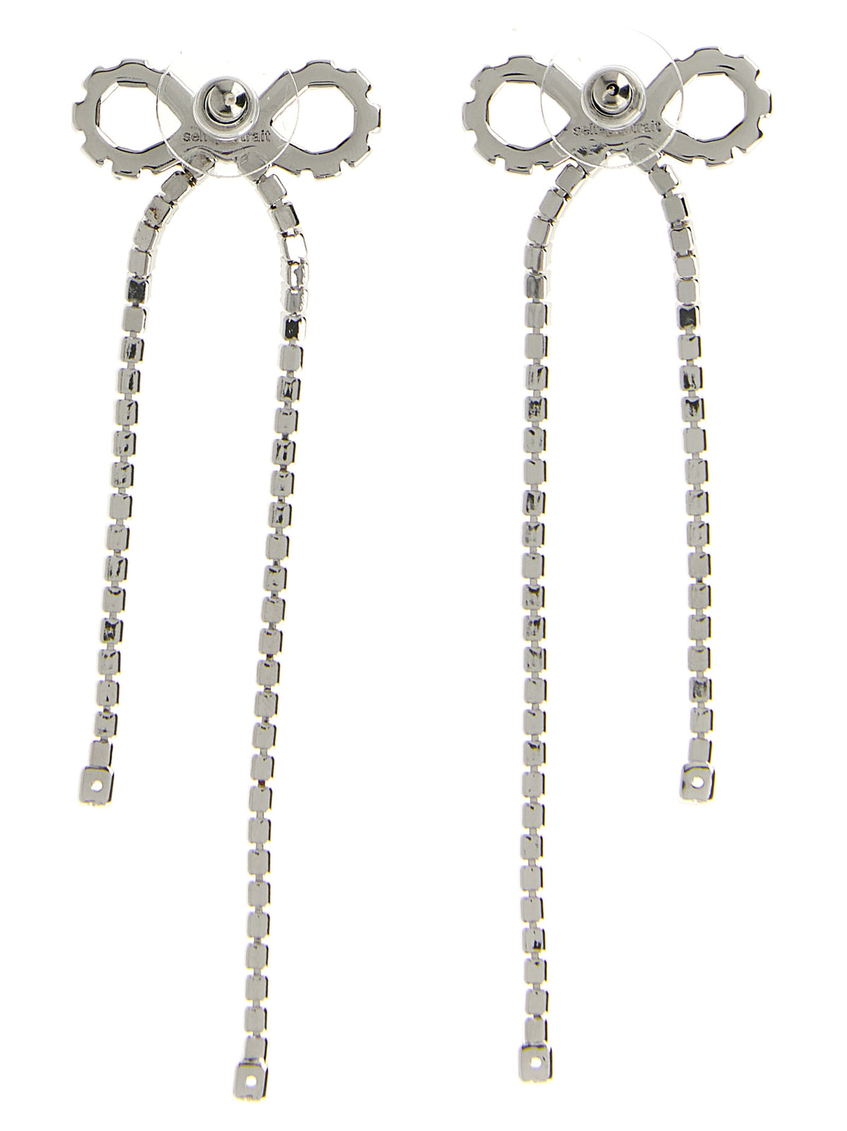 Boucles d'oreilles en cuivre argenté Self-Portrait Crystal Droplet Bow