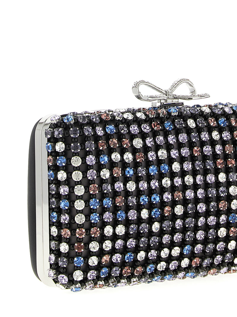 Self-Portrait Multicolor Crystal Chainmail Clutch Bag