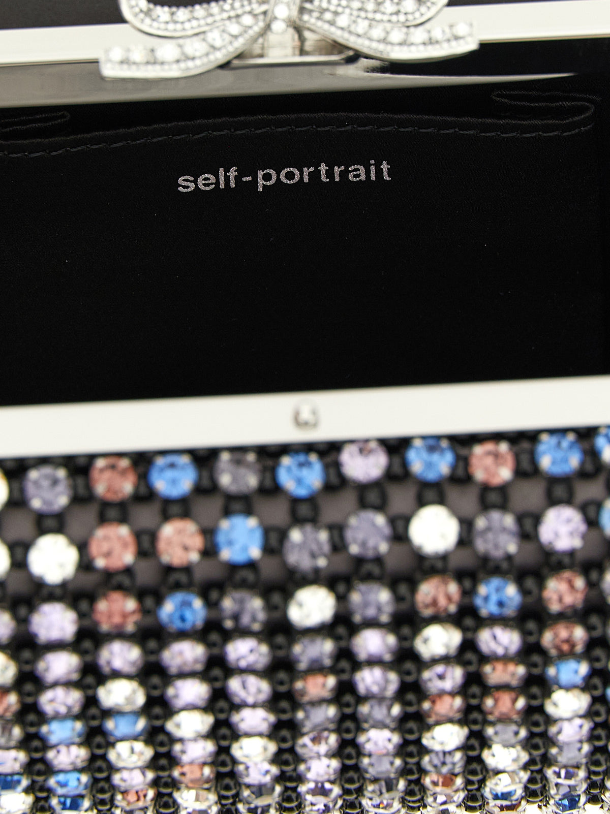 Self-Portrait Multicolor Crystal Chainmail Clutch Bag