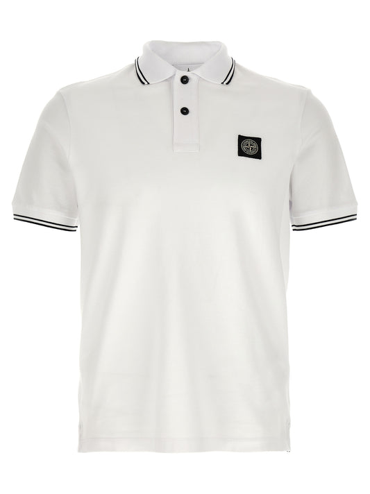 Stone Island White Cotton Polo Shirt