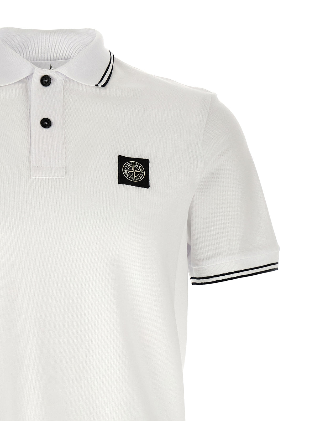 Stone Island White Cotton Polo Shirt