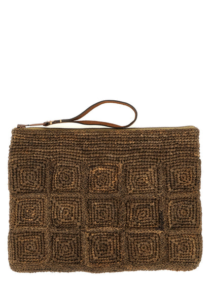 Ibeliv Brown Raffia Clutch Bag
