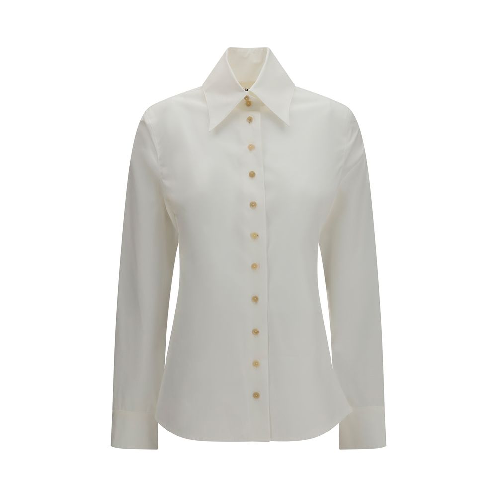 Khaite White Cotton Dress Shirt - Ivy High-Neck Design
