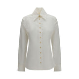 Khaite White Cotton Dress Shirt - Ivy High-Neck Design