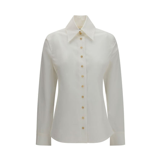 Khaite White Cotton Dress Shirt - Ivy High-Neck Design