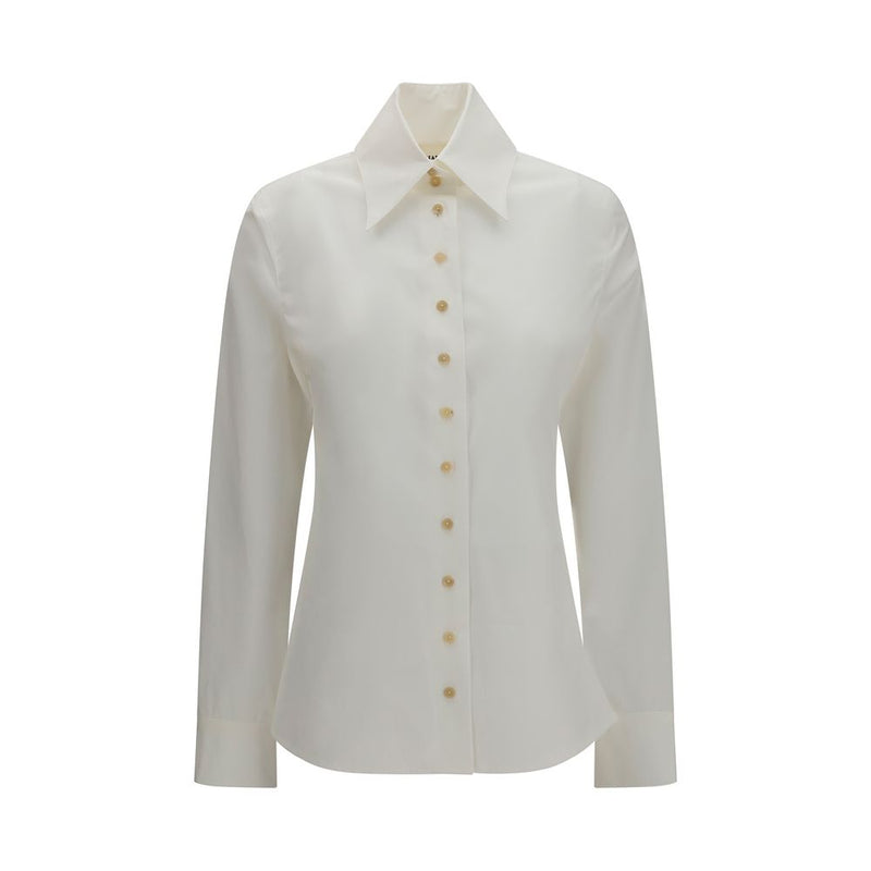 Khaite White Cotton Dress Shirt - Ivy High-Neck Design