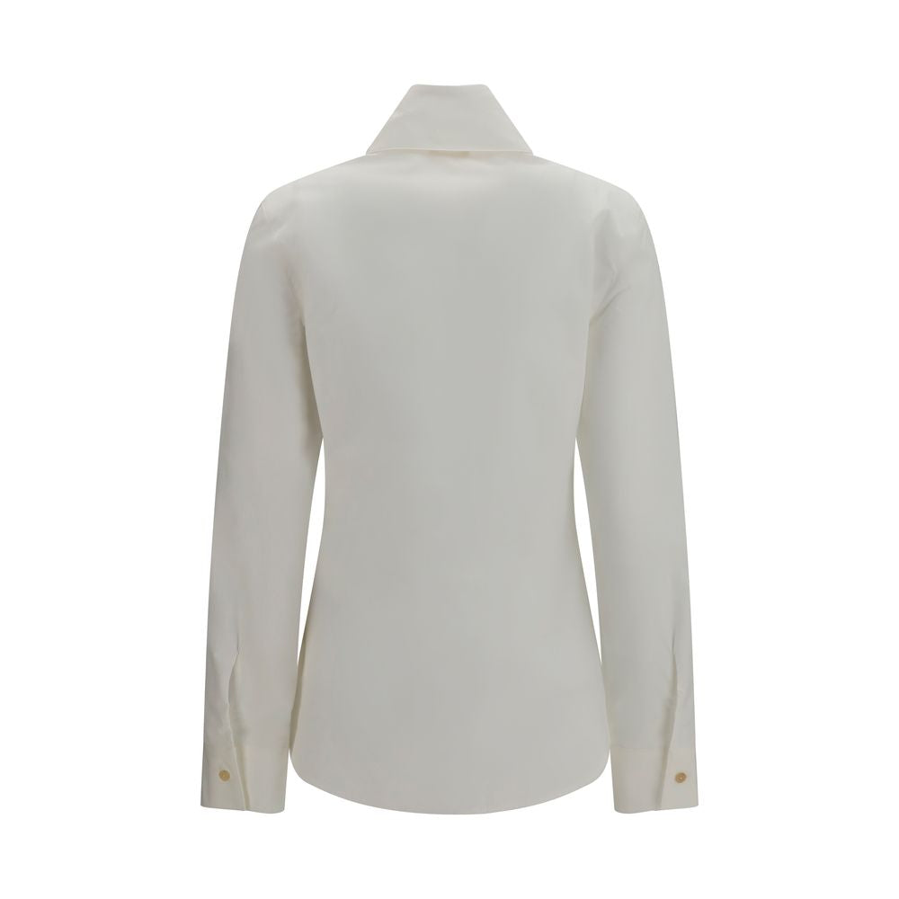 Khaite White Cotton Dress Shirt - Ivy High-Neck Design