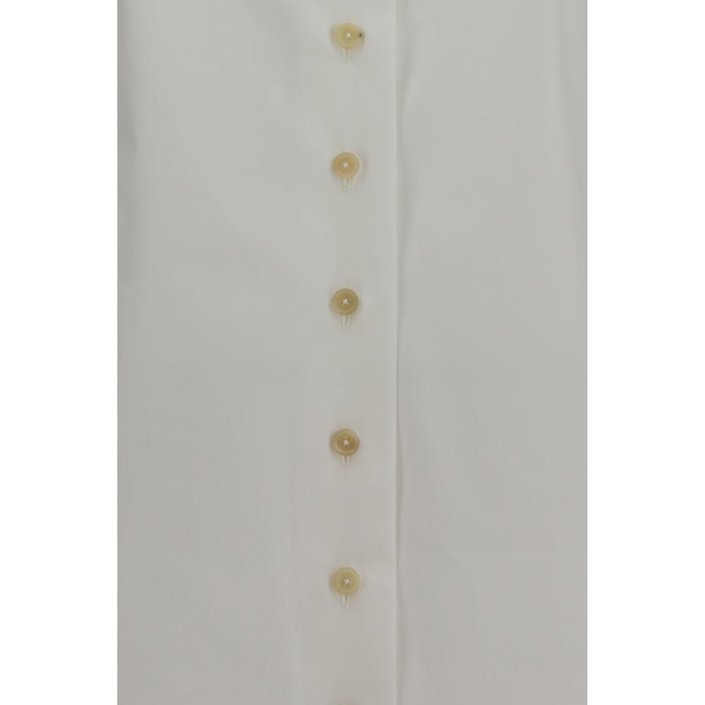 Khaite White Cotton Dress Shirt - Ivy High-Neck Design