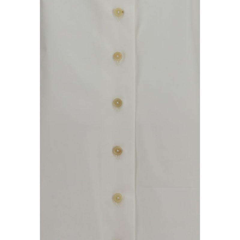 Khaite White Cotton Dress Shirt - Ivy High-Neck Design