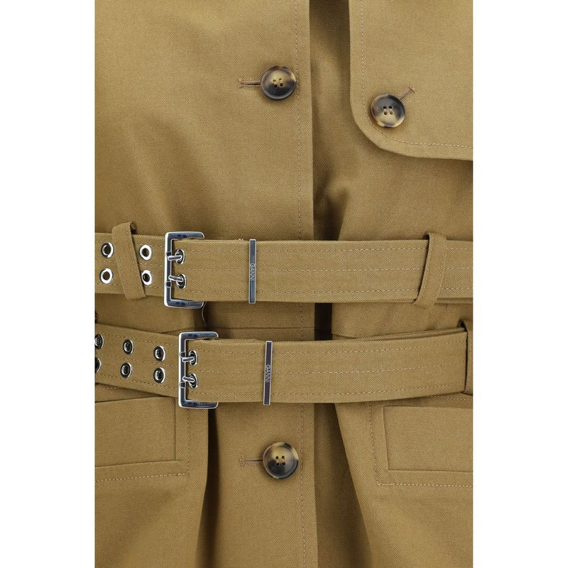 Veste longue en coton beige Ganni