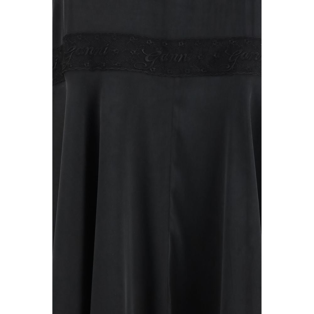 Robe Décontractée Ganni en Soie Noire