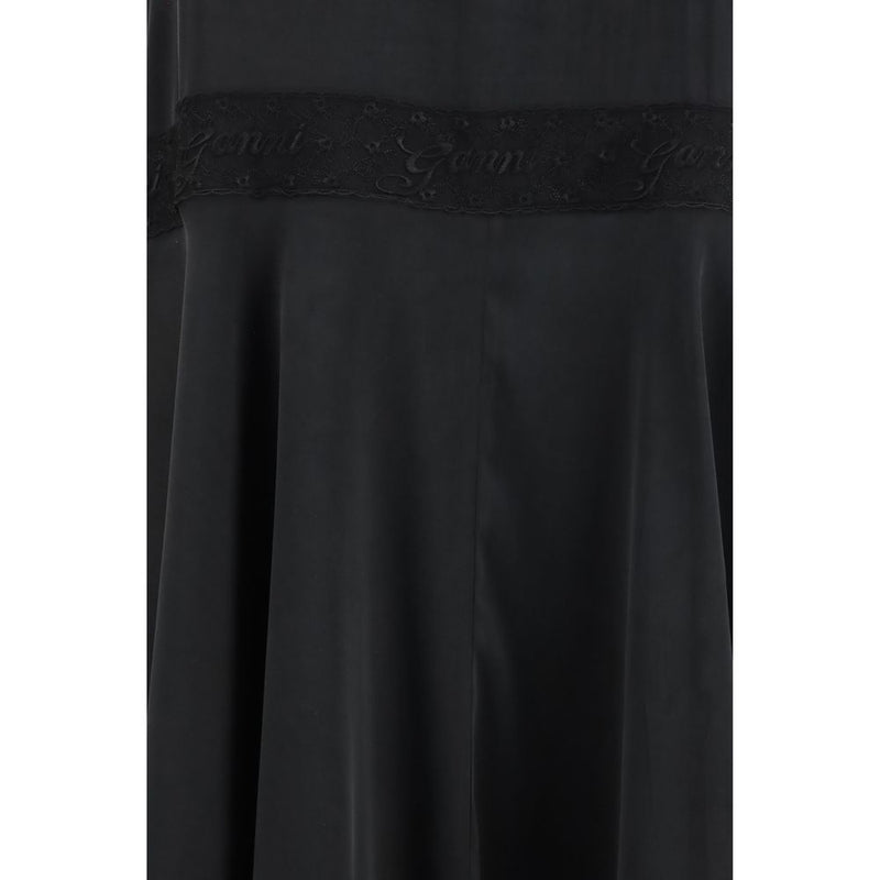 Robe Décontractée Ganni en Soie Noire