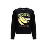 Ganni Black Cotton Sweatshirt