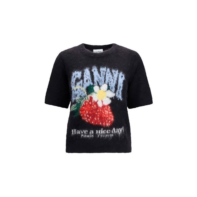 T-shirt Ganni Noir Alpaga Vicugna Pacos