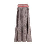 Ganni Brown Cotton Midi Skirt with Ruffle Detailing