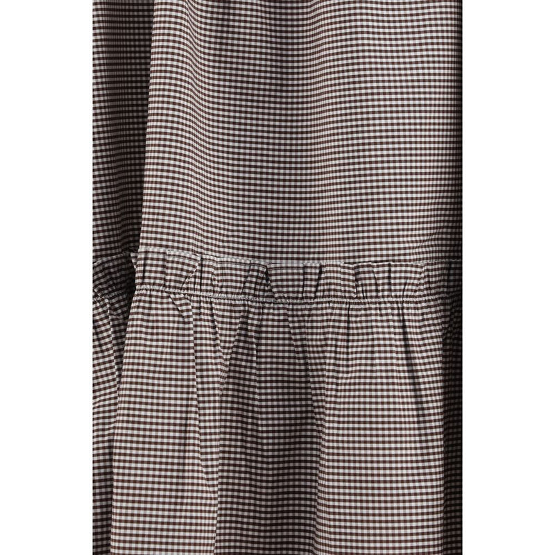 Ganni Brown Cotton Midi Skirt with Ruffle Detailing