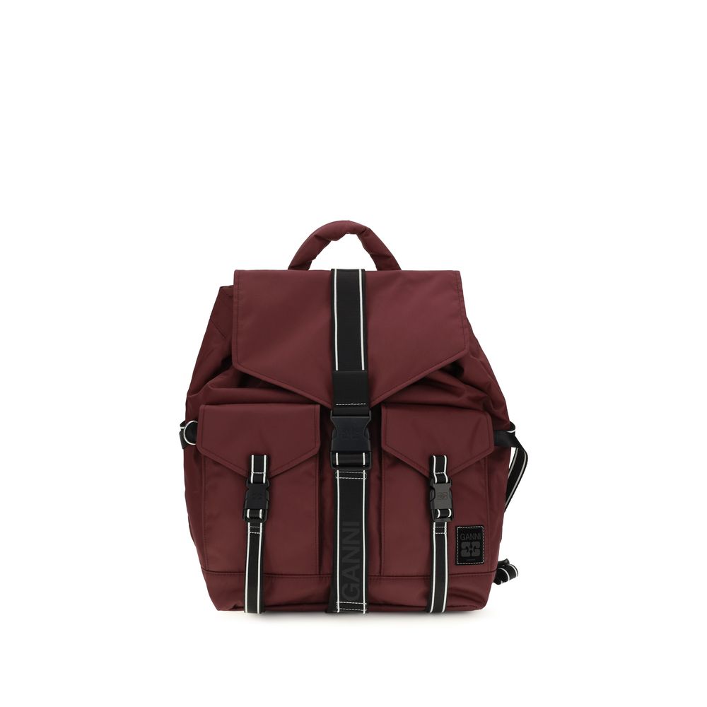 Sac à dos Ganni en polyamide recyclé bordeaux