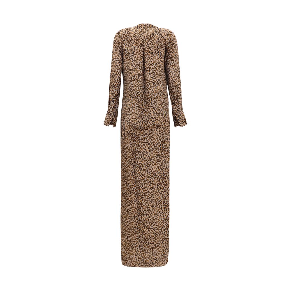 Robe longue en soie beige SA SU PHI
